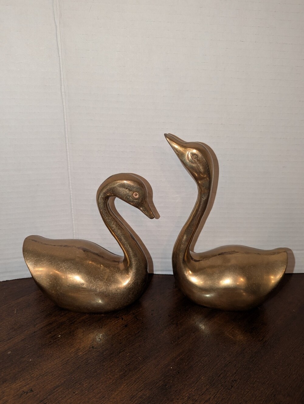 Vintage MCM Solid Brass Swan Figurines - Set of 2